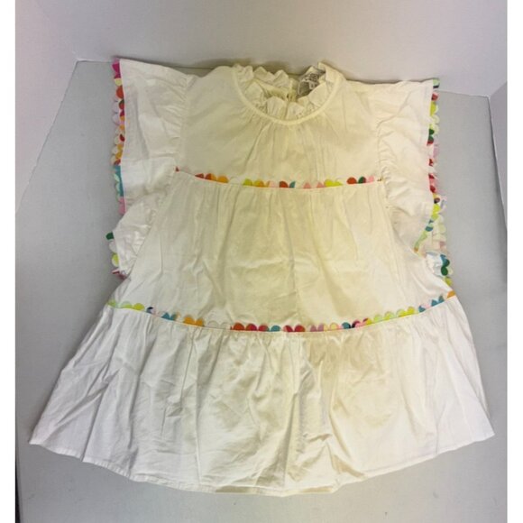 Crosby by Mollie Burch Nadine White Blouse Colorful Trim Size Small Cotton Blend - Picture 1 of 11